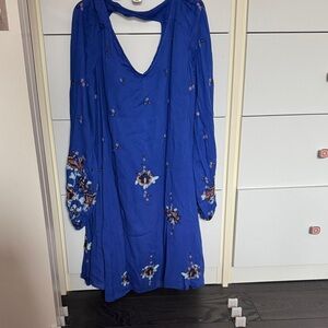 Free People Blue Floral embroidered Women's Dress
